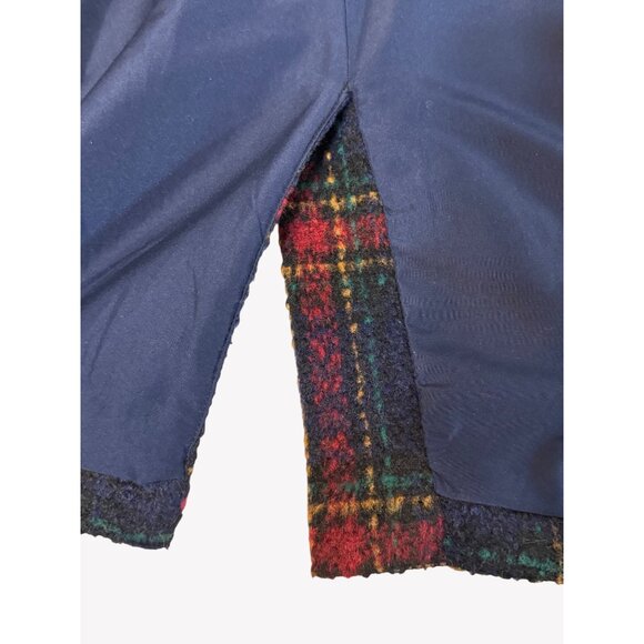 Old Navy Womens Size SMALL Navy Red Plaid Coat Wool Blend Long Duster - Picture 7 of 10